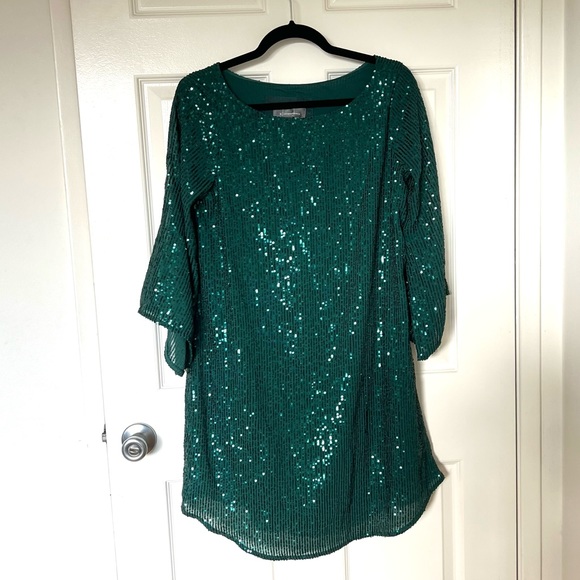 Anthropologie | Dresses | Green Sequin Anthropologie Dress | Poshmark